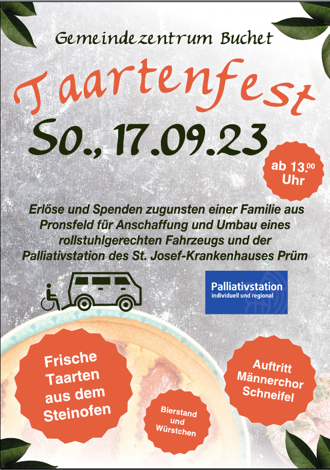 Der Flyer zum Taartenfest 2023 in Buchet am 17.09.2023
